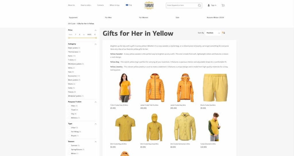Outdoor Equipment Gifts Suggestions for Her in Yellow