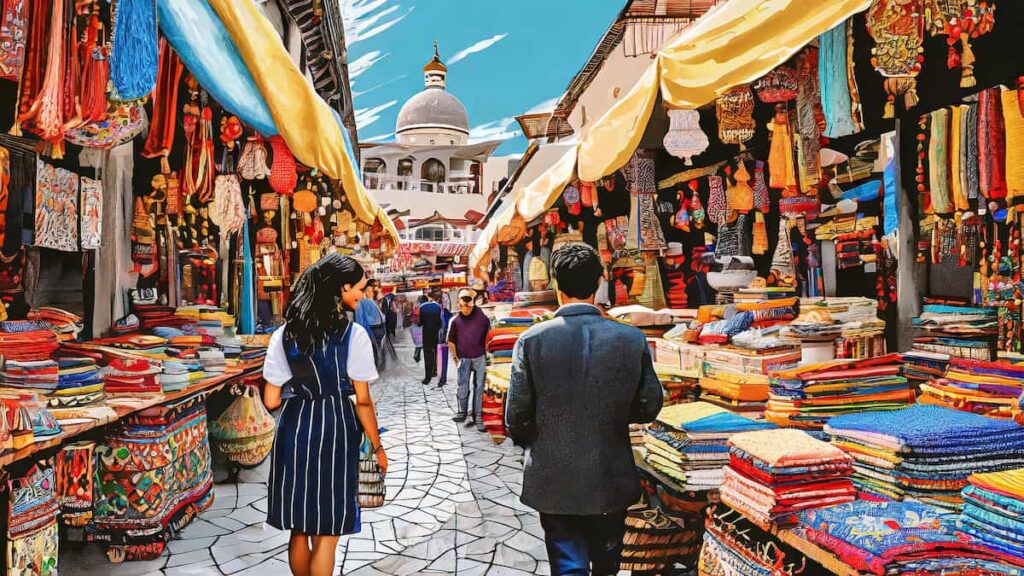 Shopping in an Outdoor Market